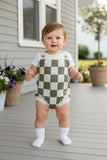 Mint Checkered knitted adjustable sweater infant baby onesies 2601008M A14S3