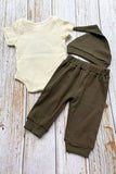 New to the farm & tractor embroidery romper & pant & hat 3pc baby sets 2601009M A15S3