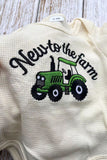 New to the farm & tractor embroidery romper & pant & hat 3pc baby sets 2601009M A15S3