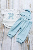 NEW TO THE CREW embroidery romper & pant & hat 3pc baby sets 2601010M