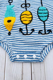 Fishing float embroidery short sleeves blue baby onesie 2601013M