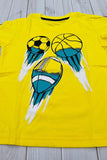 Sports ball printed yellow short sleeve boy's t-shirt 2601024M