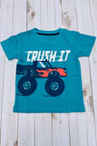 CRUSH IT & monster truck teal short sleeve boy's t-shirt 2601025M A15S2