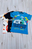 Fun camping & dinosaur short sleeves blue boy's t-shirt 2601027M A15S2