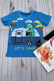 Fun camping & dinosaur short sleeves blue boy's t-shirt 2601027M A15S2