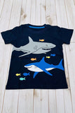 Shark printed black short sleeve boy's top 2601028M A15S2