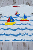 Sailboats & blue ocean waves print white short sleeve boy t-shirt 2601029M A15S3