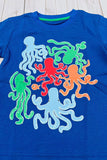 Glow in the dark octopus printed blue short sleeve boy t-shirt 2601030M A15S2