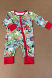 Western patterns printed long sleeve unisex newborn baby romper 2601053M