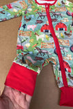 Western patterns printed long sleeve unisex newborn baby romper 2601053M