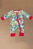 Western patterns printed long sleeve unisex newborn baby romper 2601053M