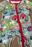 Western patterns printed long sleeve unisex newborn baby romper 2601053M