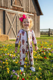 HAPPY & NEW YEAR  & cow printed unisex newborn baby romper 2601054M