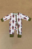 HAPPY & NEW YEAR  & cow printed unisex newborn baby romper 2601054M