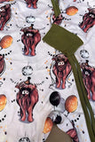 HAPPY & NEW YEAR  & cow printed unisex newborn baby romper 2601054M
