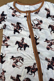 Western horse riding printed unisex newborn baby romper 2601055M