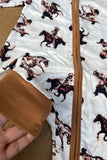 Western horse riding printed unisex newborn baby romper 2601055M
