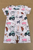 Western farm animal printed unisex newborn baby romper 2601056M