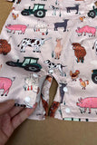 Western farm animal printed unisex newborn baby romper 2601056M