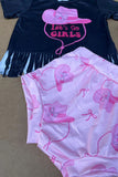 LET'S GO GIRLS Black top & pink shorts 3pc baby set/headband 2601057M