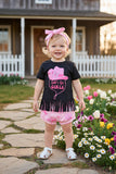 LET'S GO GIRLS Black top & pink shorts 3pc baby set/headband 2601057M