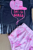 LET'S GO GIRLS Black top & pink shorts 3pc baby set/headband 2601057M