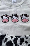 Cow patch white short sleeve top & cow shorts 2pc girls set 2601059M