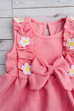 Western chic pink waffle ruffled top & shorts 2pc girls boutique set 2601061M