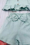 Trendy aqua crop top & shorts girls boutique set 2601059M