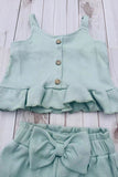 Trendy aqua crop top & shorts girls boutique set 2601059M