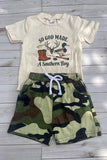 Western Southern boy top & camo shorts boy's boutique set 2601065M