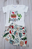 Chic fishing white top & shorts 2pc boy's boutique set 2601066M