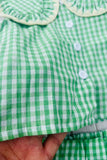 Chic green plaid top & ruffle shorts girls boutique set 2601067M