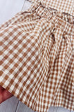 Trendy brown plaid top & skirt girls boutique set 2601068M