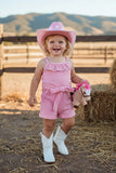 Western pink waffle one piece girls boutique jumpsuit 2601070M A11S1
