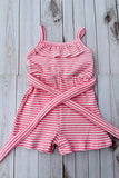 Western pink waffle one piece girls boutique jumpsuit 2601070M