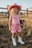 Western pink waffle one piece girls boutique jumpsuit 2601070M A11S1