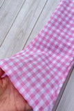 Trendy pink plaid top & bell bottom baby girls boutique set 2601072M