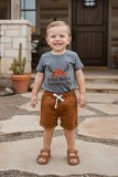 Southern boy hat embroidery top & brown shorts 2pc boy's boutique set 2601079M