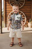 Western wild mallards embroidery top & cream shorts 2pc boy's boutique set 2601080M