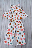 Chic floral print gauze top & pant 2pc girls boutique set 2601081M