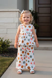 Chic floral print gauze top & pant 2pc girls boutique set 2601081M