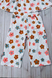 Chic floral print gauze top & pant 2pc girls boutique set 2601081M