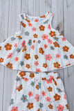 Chic floral print gauze top & pant 2pc girls boutique set 2601081M