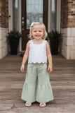 Trendy crop top & tiered ruffle wide leg pant girls boutique set 2601084M
