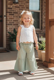 Trendy crop top & tiered ruffle wide leg pant girls boutique set 2601084M
