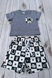 Western cowboy grey top & shorts 2pc boy's boutique set 2601082M