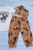 Western rodeo kid romper & pant & hat 3pc baby boutique sets 2601087M 15S2