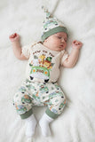 Chic animal print romper & pant & hat 3pc baby boutique sets 2601091M 15S3