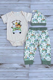 Chic animal print romper & pant & hat 3pc baby boutique sets 2601091M 15S3
